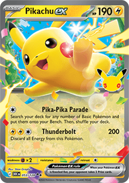 (053) Pokemon TCG 30th Celebration Single: Pikachu ex   Double Rare