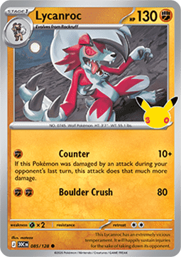 (085) Pokemon TCG 30th Celebration Single: Lycanroc   Common
