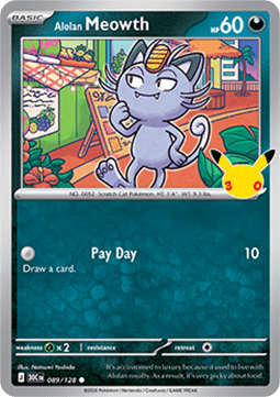 (089) Pokemon TCG 30th Celebration Single: Alolan Meowth   Common