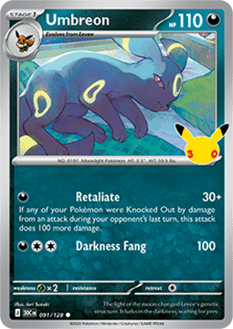 (091) Pokemon TCG 30th Celebration Single: Umbreon   Common