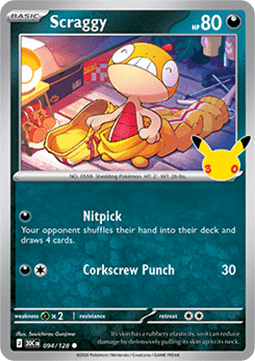 (094) Pokemon TCG 30th Celebration Single: Scraggy   Common