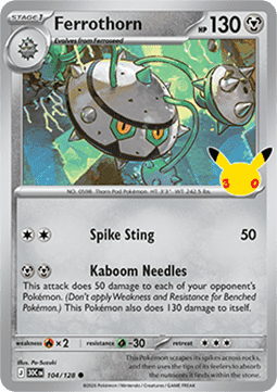 (104) Pokemon TCG 30th Celebration Single: Ferrothorn   Common