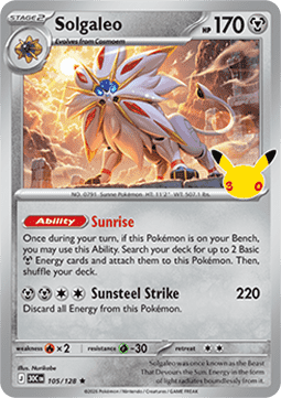 (105) Pokemon TCG 30th Celebration Single: Solgaleo   Rare