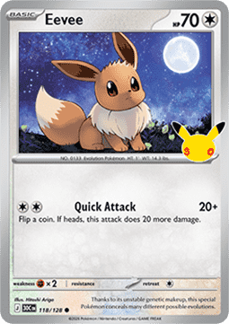 (118) Pokemon TCG 30th Celebration Single: Eevee   Common