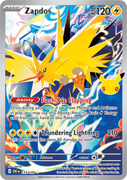 (133) Pokemon TCG 30th Celebration Single: Zapdos   Illustration Rare