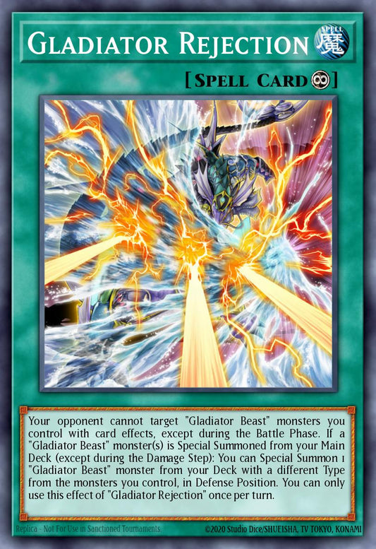 (186) YuGiOh TCG MP20: 2020 Tin of Lost Memories Mega Pack Single: Gladiator Rejection  Super Rare