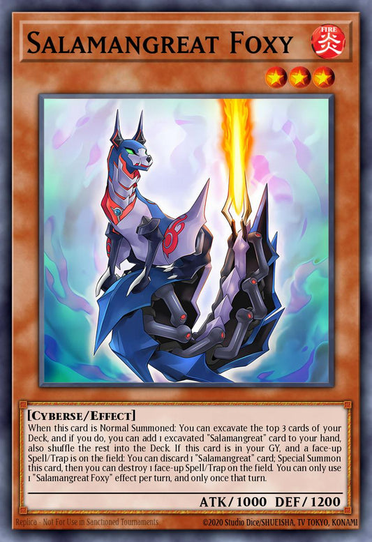 (154) YuGiOh TCG MP19: 2019 Gold Sarcophagus Tin Mega Pack Single: Salamangreat Foxy  Secret Rare