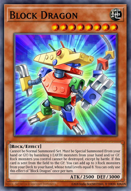 (268) YuGiOh TCG RA04: Quarter Century Stampede Single: Block Dragon (V.1 - Platinum Secret Rare)  Platinum Secret Rare