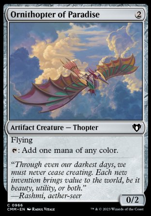 (966) Magic The Gathering Commander Masters: Extras Single: Ornithopter of Paradise  Common