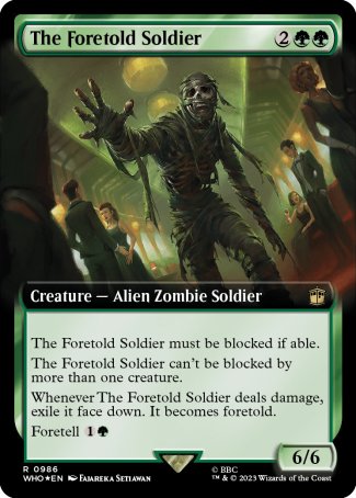 (986) Magic The Gathering Universes Beyond: Doctor Who: Extras Single: The Foretold Soldier (V.3) Holo Rare