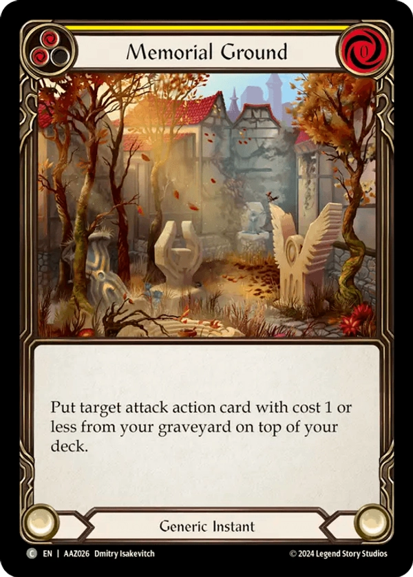 (026) Flesh & Blood TCG Armory Deck: Azalea Single: Memorial Ground (Yellow) (Regular)  Common