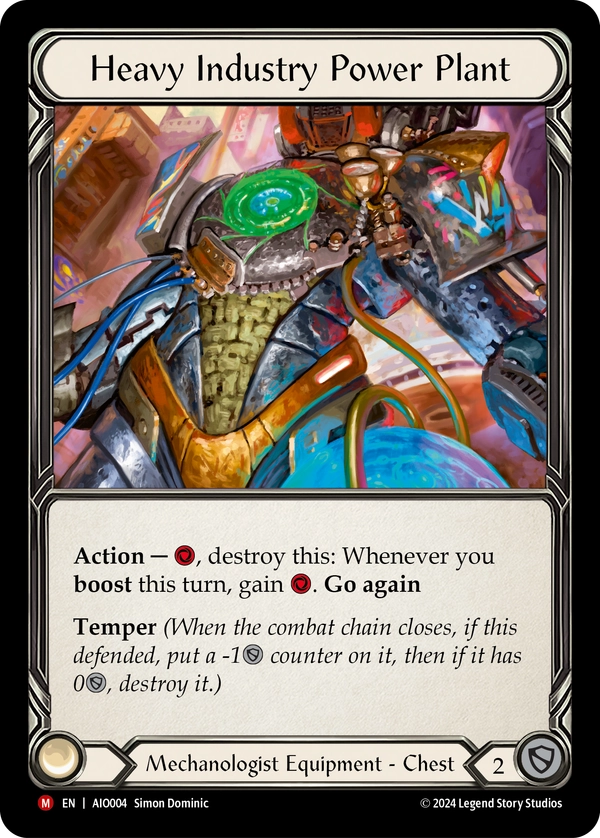 (004) Flesh & Blood TCG Armory Deck: Dash I/O Single: Heavy Industry Power Plant (Rainbow Foil)  Majestic