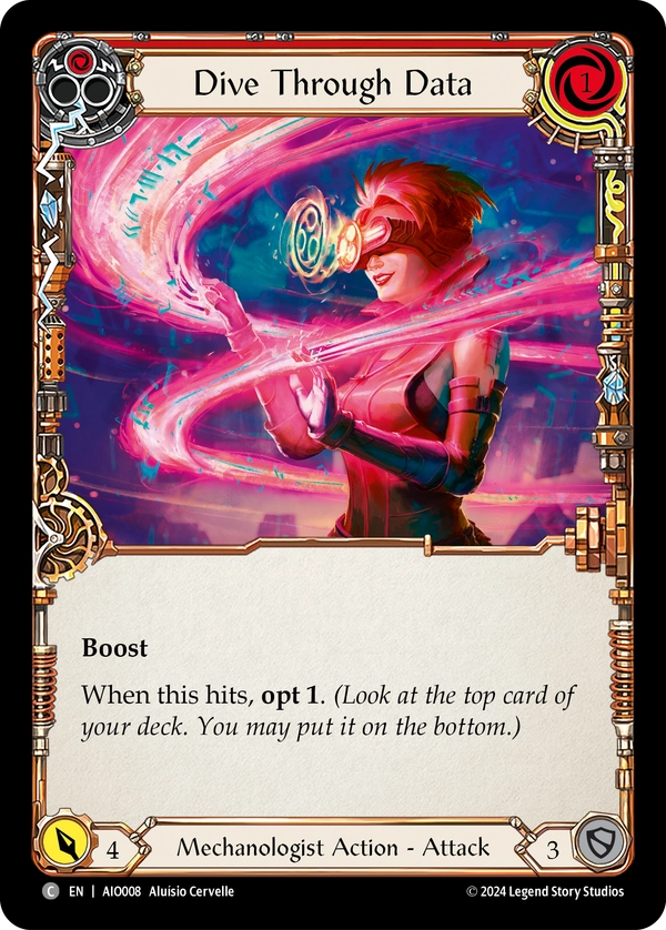 (008) Flesh & Blood TCG Armory Deck: Dash I/O Single: Dive Through Data (Red) (Regular)  Common