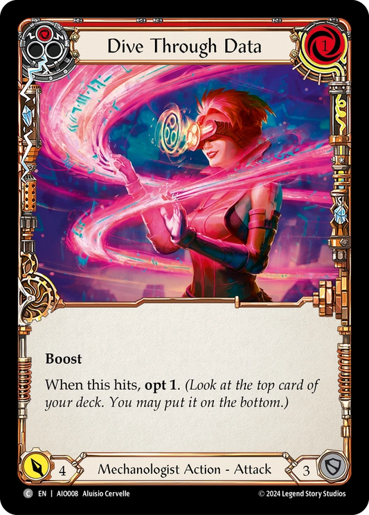 (008) Flesh & Blood TCG Armory Deck: Dash I/O Single: Dive Through Data (Red) (Regular)  Common