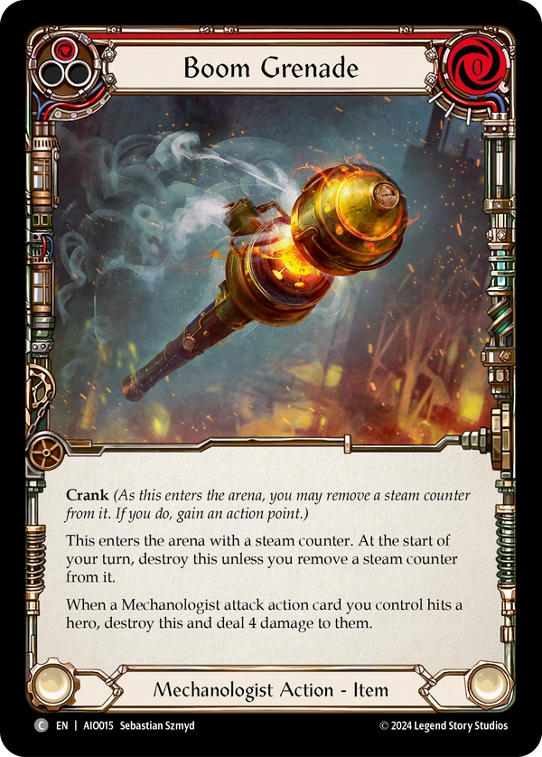(015) Flesh & Blood TCG Armory Deck: Dash I/O Single: Boom Grenade (Red) (Regular)  Common