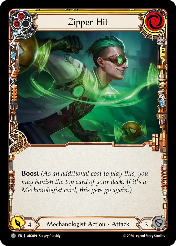 (019) Flesh & Blood TCG Armory Deck: Dash I/O Single: Zipper Hit (Yellow) (Regular)  Common