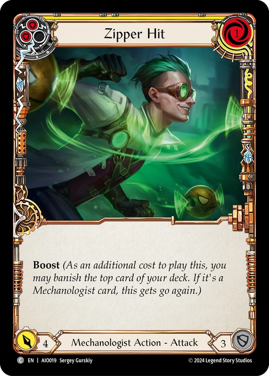 (019) Flesh & Blood TCG Armory Deck: Dash I/O Single: Zipper Hit (Yellow) (Regular)  Common