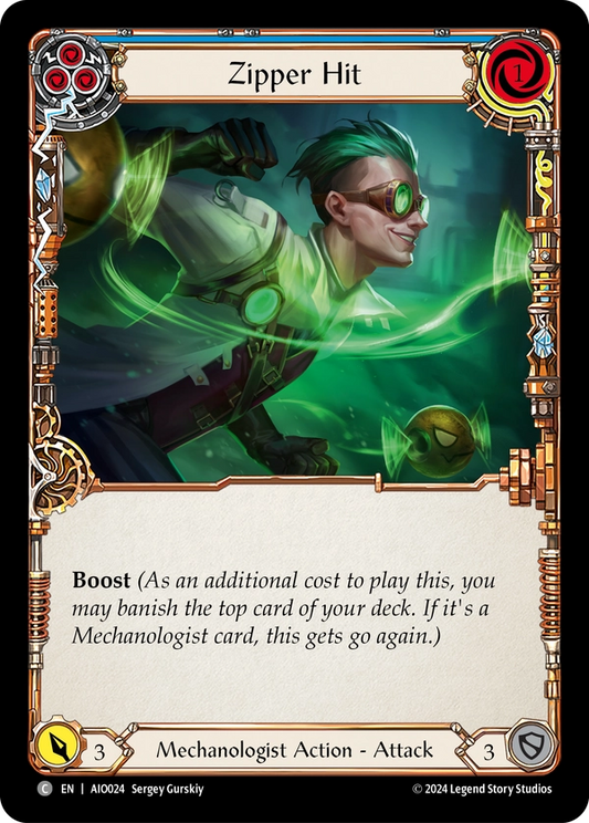 (024) Flesh & Blood TCG Armory Deck: Dash I/O Single: Zipper Hit (Blue) (Regular)  Common