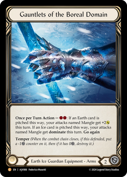 (006) Flesh & Blood TCG Armory Deck Origins: Jarl Vetreidi Single: Gauntlets of the Boreal Domain (Rainbow Foil)  Legendary