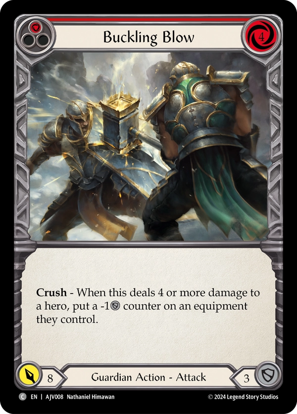 (008) Flesh & Blood TCG Armory Deck Origins: Jarl Vetreidi Single: Buckling Blow (Red) (Regular)  Common