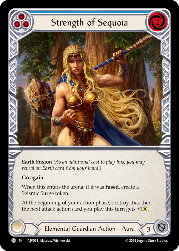 (023) Flesh & Blood TCG Armory Deck Origins: Jarl Vetreidi Single: Strength of Sequoia (Blue) (Regular)  Common