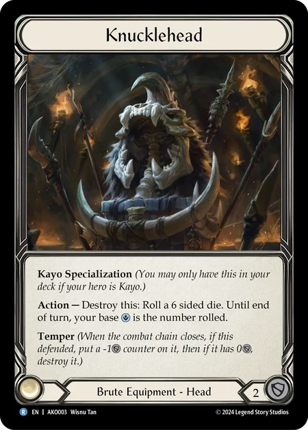 (003) Flesh & Blood TCG Armory Deck: Kayo Single: Knucklehead (Regular)  Rare