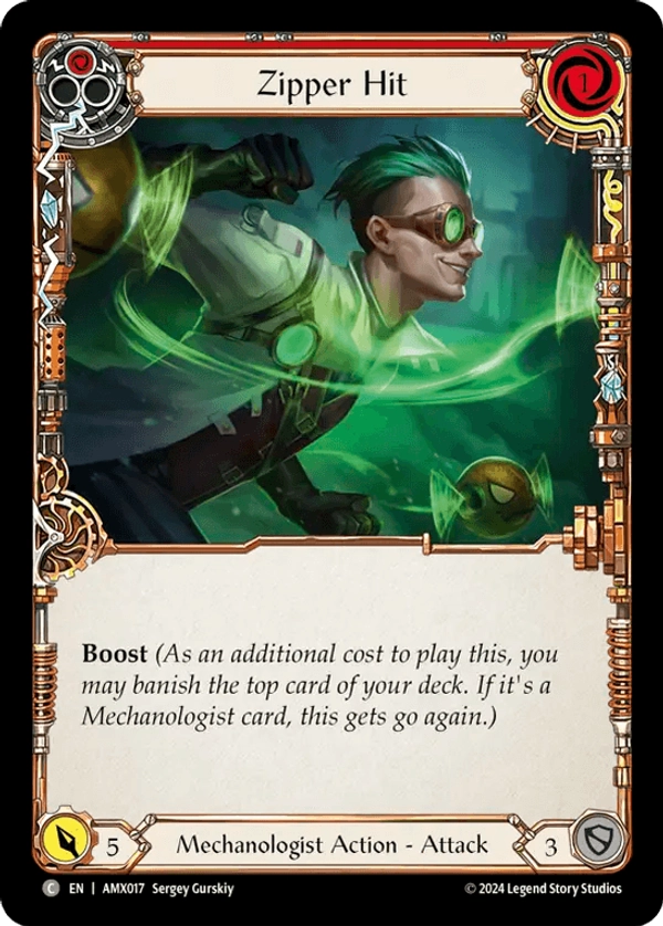 (017) Flesh & Blood TCG Armory Deck: Maxx Nitro Single: Zipper Hit (Red) (Regular)  Common