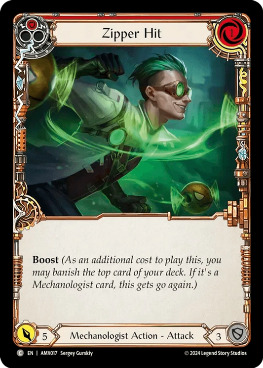 (017) Flesh & Blood TCG Armory Deck: Maxx Nitro Single: Zipper Hit (Red) (Regular)  Common
