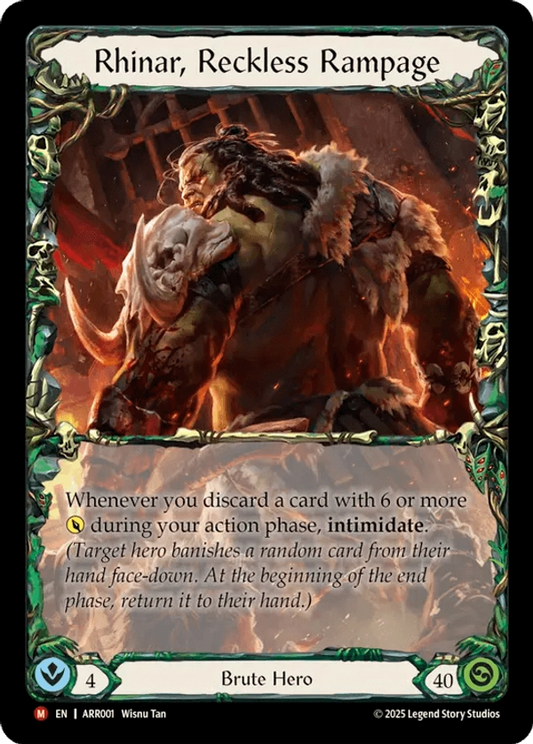 (001) Flesh & Blood TCG Armory Deck: Rhinar Single: Rhinar, Reckless Rampage (Regular)  Majestic