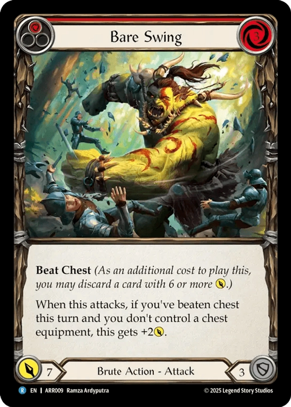 (009) Flesh & Blood TCG Armory Deck: Rhinar Single: Bare Swing (Red) (Regular)  Rare