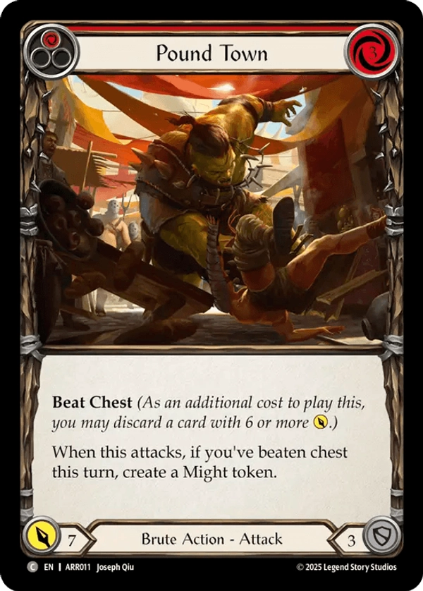 (011) Flesh & Blood TCG Armory Deck: Rhinar Single: Pound Town (Red) (Regular)  Common