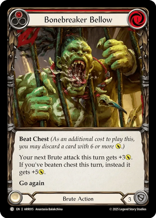 (015) Flesh & Blood TCG Armory Deck: Rhinar Single: Bonebreaker Bellow (Red) (Regular)  Common