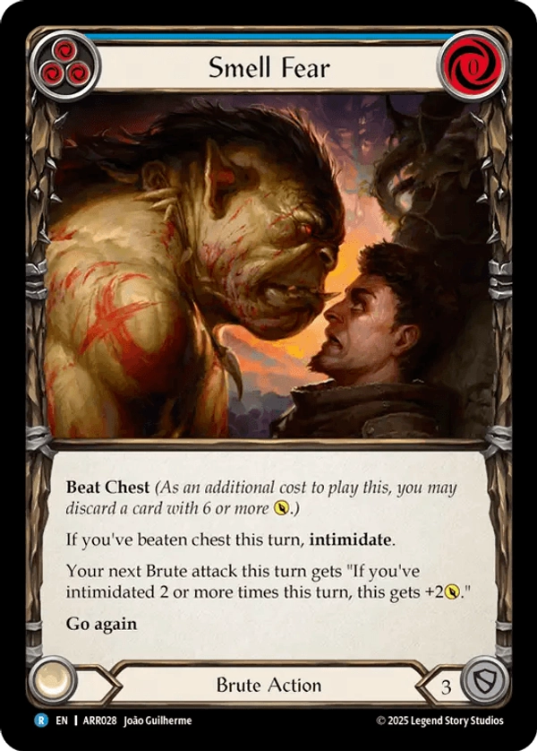 (028) Flesh & Blood TCG Armory Deck: Rhinar Single: Smell Fear (Blue) (Regular)  Rare