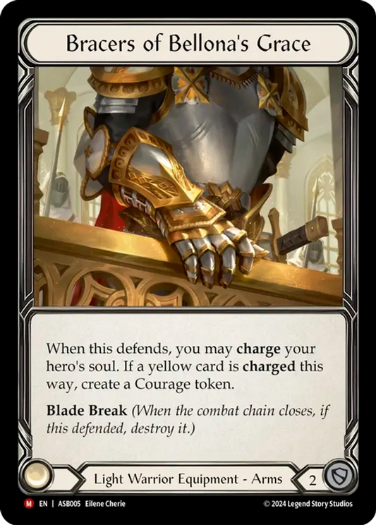 (005) Flesh & Blood TCG Armory Deck: Boltyn Single: Bracers of Bellona's Grace (Rainbow Foil)  Majestic