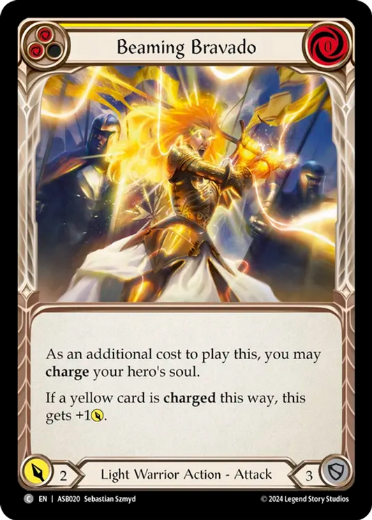 (020) Flesh & Blood TCG Armory Deck: Boltyn Single: Beaming Bravado (Yellow) (Regular)  Common