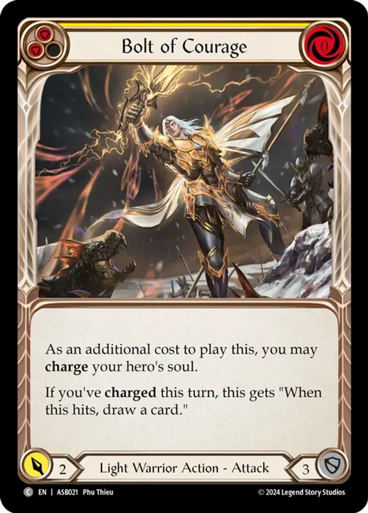 (021) Flesh & Blood TCG Armory Deck: Boltyn Single: Bolt of Courage (Yellow) (Regular)  Common