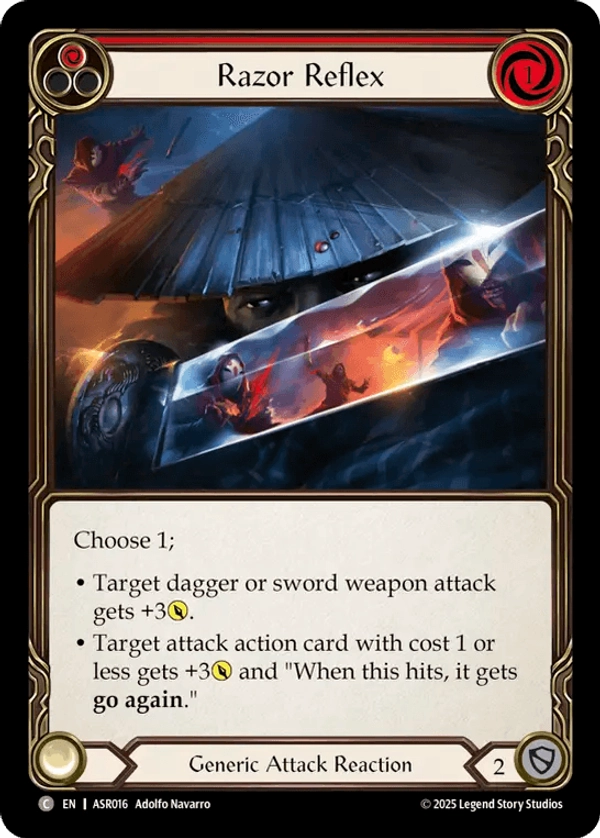 (016) Flesh & Blood TCG Armory Deck: Ira Single: Razor Reflex (Red) (Regular)  Common