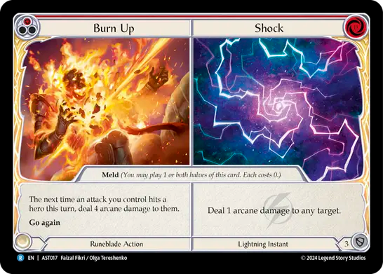 (017) Flesh & Blood TCG Armory Deck: Aurora Single: Burn Up // Shock (Regular)  Rare