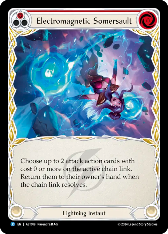 (019) Flesh & Blood TCG Armory Deck: Aurora Single: Electromagnetic Somersault (Red) (Regular)  Rare