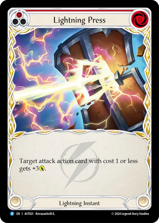 (021) Flesh & Blood TCG Armory Deck: Aurora Single: Lightning Press (Red) (Regular)  Common