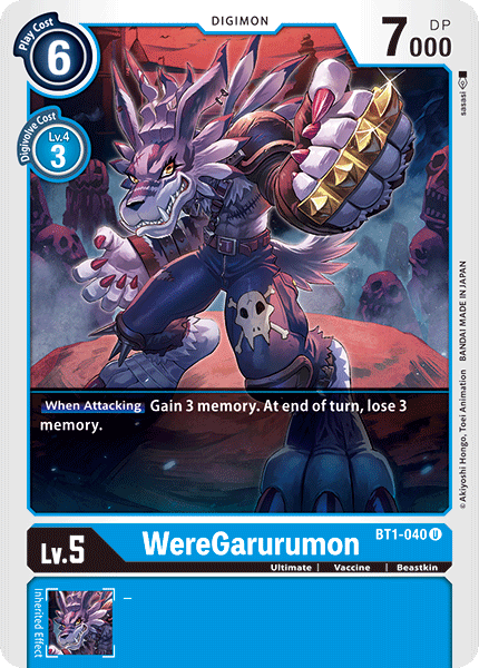 (BT1-040) Digimon TCG Release Special Booster v1.0 Single: WereGarurumon (BT1-040)  Uncommon
