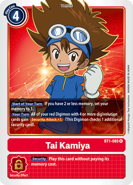 (BT1-085) Digimon TCG Release Special Booster v1.0 Single: Tai Kamiya (BT1-085)  Rare
