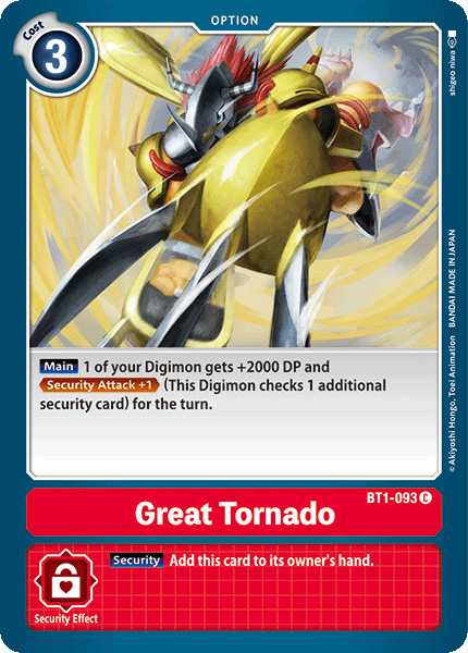 (BT1-093) Digimon TCG Release Special Booster v1.0 Single: Great Tornado (BT1-093)  Common