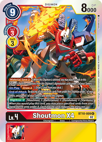 (009) Digimon TCG Xros Encounter Single: Shoutmon X4 (BT10-009)  Rare
