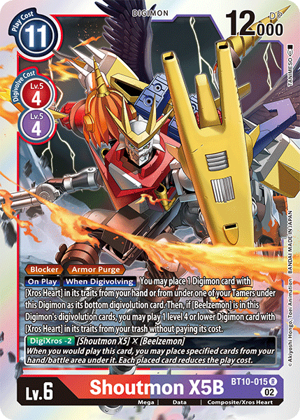 (015) Digimon TCG Xros Encounter Single: Shoutmon X5B (BT10-015)  Rare