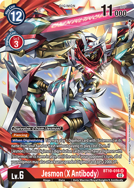(016) Digimon TCG Xros Encounter Single: Jesmon (X Antibody) (BT10-016)  Super Rare