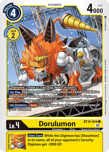 (034) Digimon TCG Xros Encounter Single: Dorulumon (BT10-034)  Common