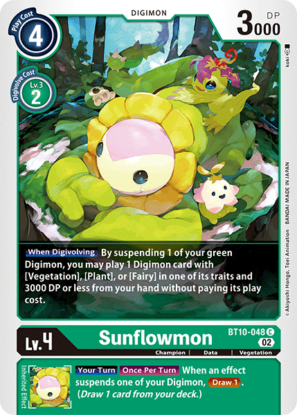 (048) Digimon TCG Xros Encounter Single: Sunflowmon (BT10-048)  Common