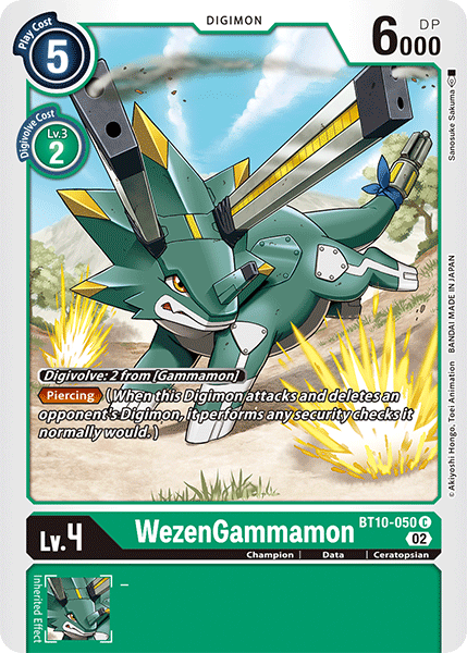 (050) Digimon TCG Xros Encounter Single: WezenGammamon (BT10-050)  Common