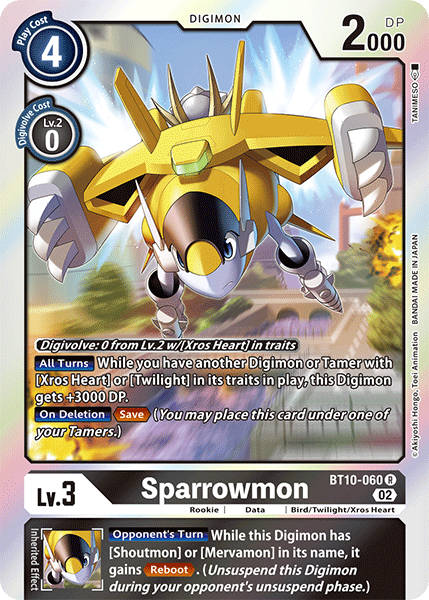 (060) Digimon TCG Xros Encounter Single: Sparrowmon (BT10-060) (V.1)  Rare